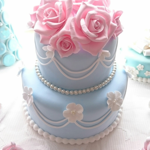 完全受注製作】シンデレラブルーのクレイケーキ(リングピロー) リング