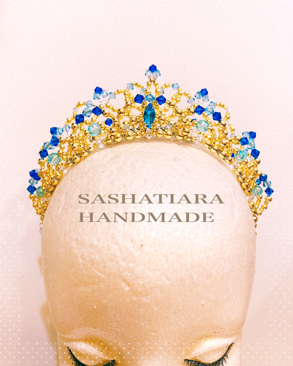 【セール 登場から人気沸騰】 バレエティアラ豪華2連ブルー ヘッドドレス（アクセサリー バレエ