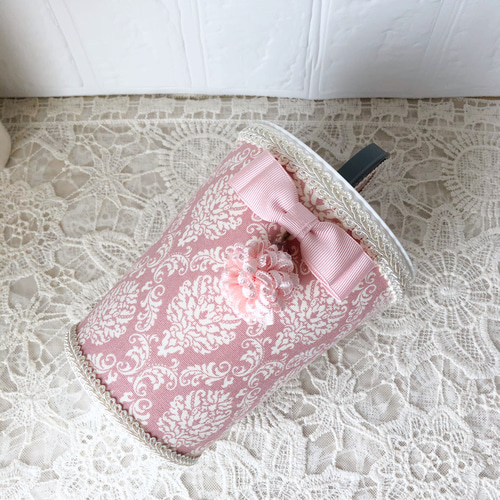 再販蓋つきダストボックス ダマスク柄 ピンク ゴミ箱・ダストボックス