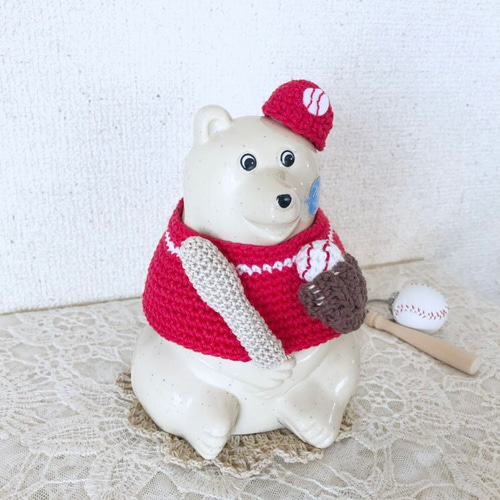 再販⑩超 しろくま貯金箱 野球⚾︎2点セット 赤 その他人形