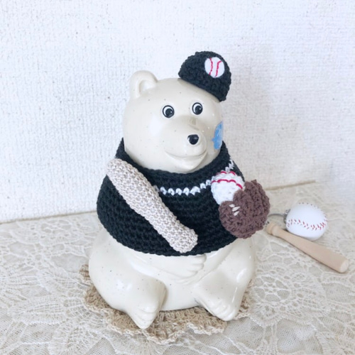 再販⑩超しろくま貯金箱 野球⚾︎2点セット ブラック その他人形