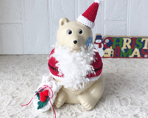 サンタフィギュア 貯金箱で約30cm 再販⑤しろくま貯金箱 サンタバック3点セット その他人形 andante13