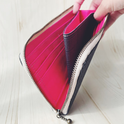 L字ファスナー長財布、ハンドメイド、帆布モカ、ファンシーツイード L字ファスナー長財布、ハンドメイド、帆布モカ、ファンシーツイード L