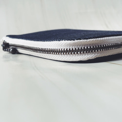 コンパクト L字ファスナー ミニ財布　グレンチェック×ビビットピンク  蛇腹付き　薄い　軽い　軽量　布財布　布　秋 4枚目の画像