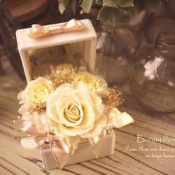 リングピロー★プリザーブドフラワーBunny flower ウェディング・結婚祝い 1枚目の画像