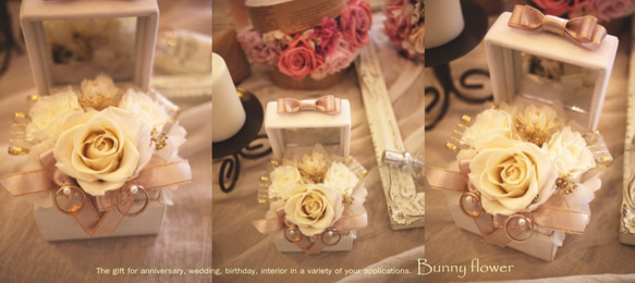 リングピロー★プリザーブドフラワーBunny flower ウェディング・結婚祝い 8枚目の画像