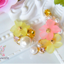 Hibiscus flower earcuff set 第1張的照片