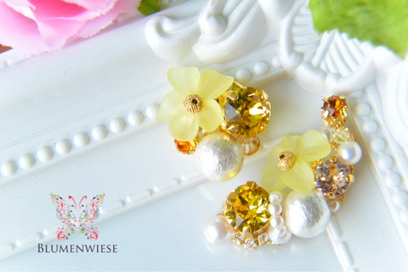 Light topaz flower earcuff set 第1張的照片