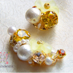 Light topaz flower earcuff set 第3張的照片