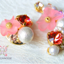 Padparadscha flower earcuff set 3枚目の画像