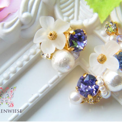 Tanzanite flower earcuff set 第1張的照片