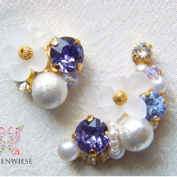 Tanzanite flower earcuff set 第2張的照片