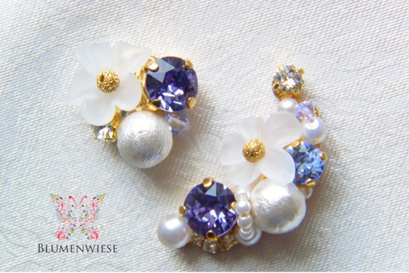 Tanzanite flower earcuff set 第2張的照片