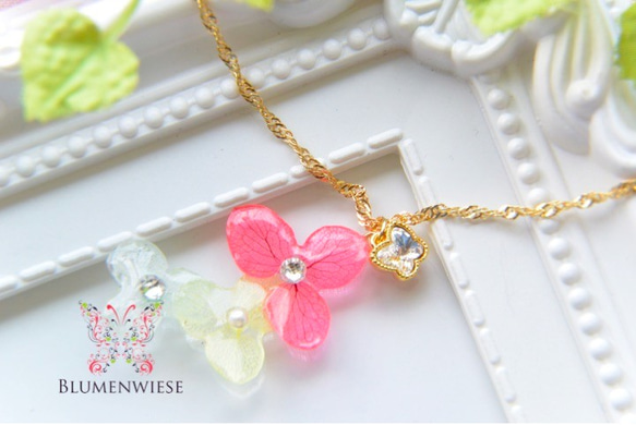 Pinky hydrangea necklace 第2張的照片