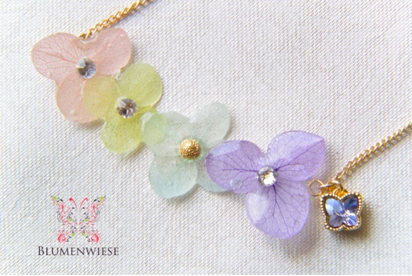 Pastel hydrangea necklace 第3張的照片