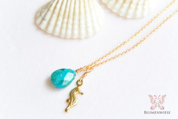 K14 Gold filled turquoise necklace 第3張的照片