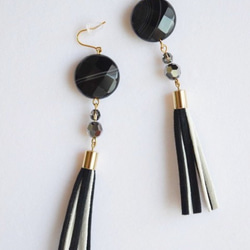 Black agate tassel earrings 第2張的照片