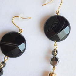 Black agate tassel earrings 第4張的照片