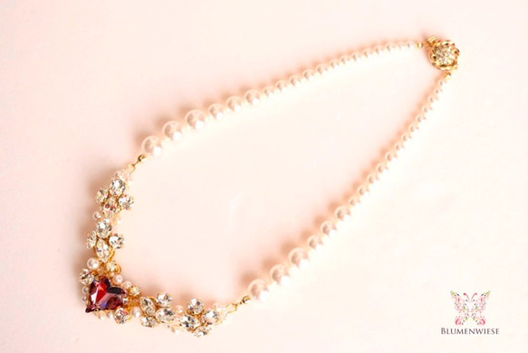 Wedding heart necklace <antique pink> 第1張的照片