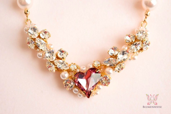 Wedding heart necklace <antique pink> 第2張的照片