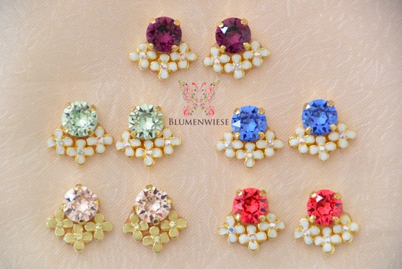 Colorful flower earrings 第1張的照片