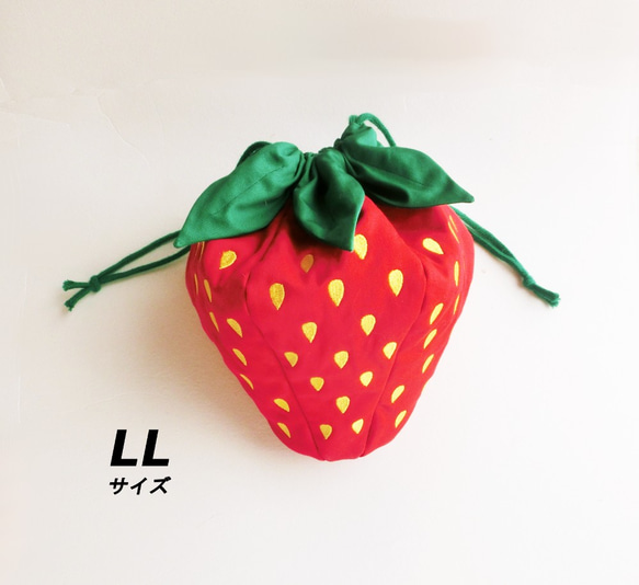 いちご巾着【 LL 】赤 ☆受注制作☆ 巾着袋 Arumi77 通販