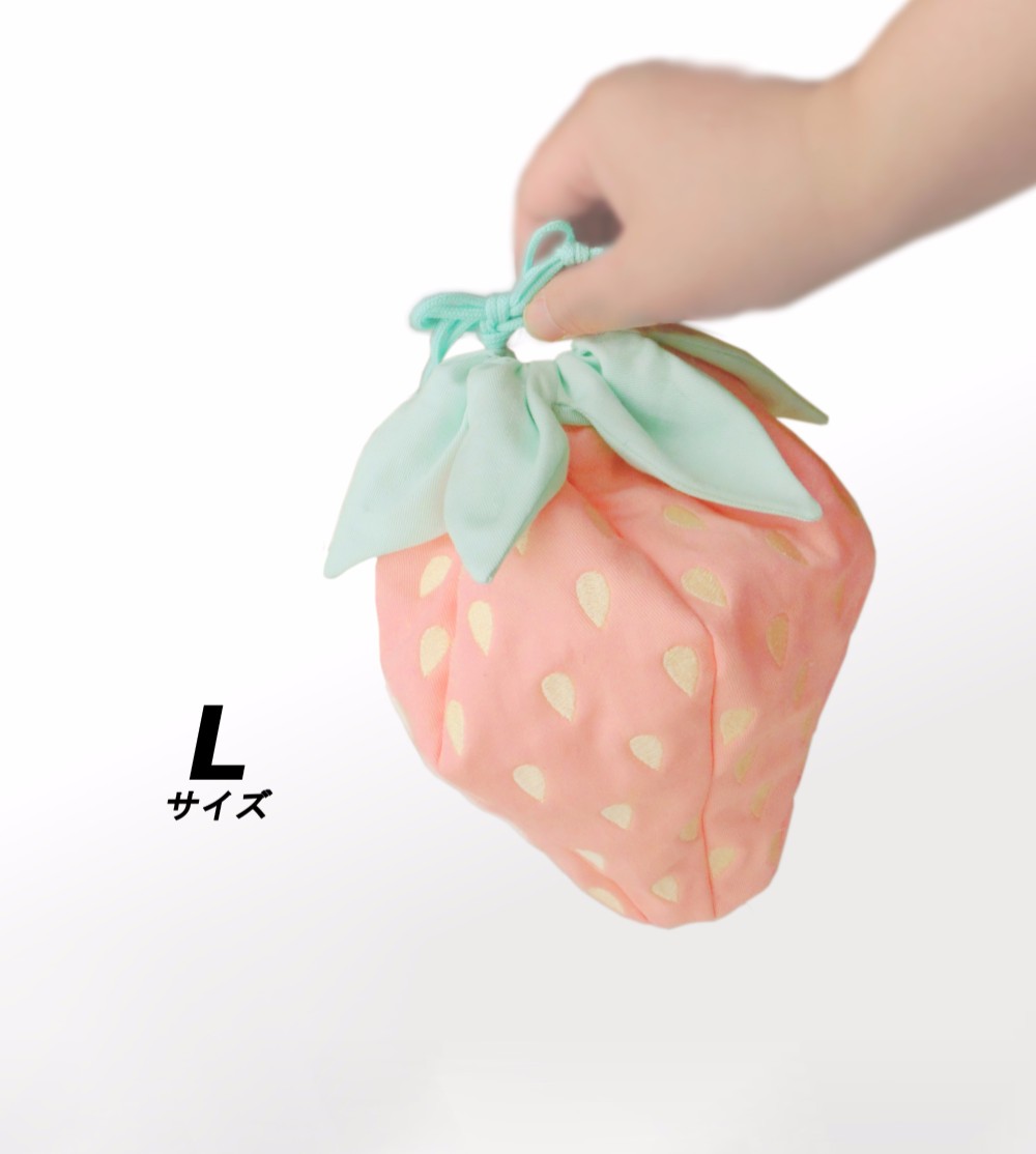 いちご柄巾着袋 収納袋 小物入れ お菓子入れ ナプキン入れ