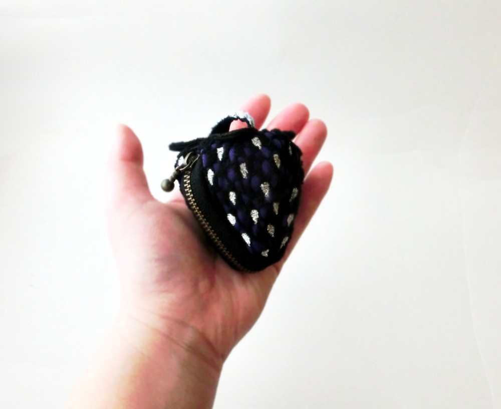 いちごポーチレース【SSS】紫 銀の粒　★受注制作★