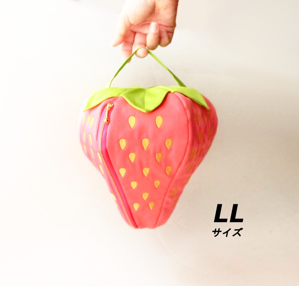 いちごポーチ【LL】サーモンピンク　★受注制作★