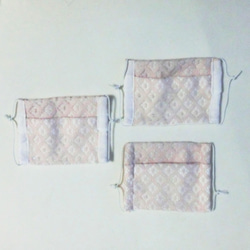 レースマスク　薄ピンクベージュ　試作品3枚セット 5枚目の画像