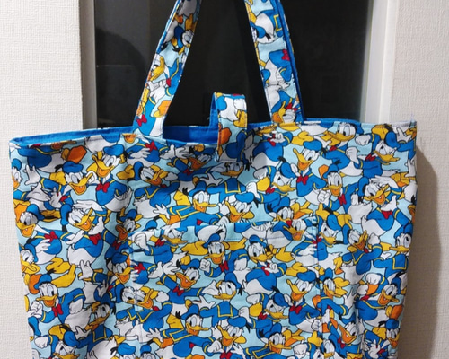 トートバッグ ドナルド柄 ポケット付き ハンドメイド トート