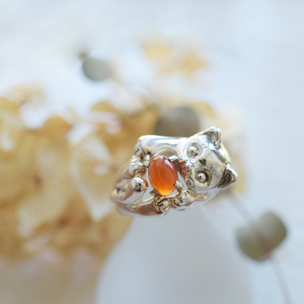 ねこのシルバーリング８　カーネリアン