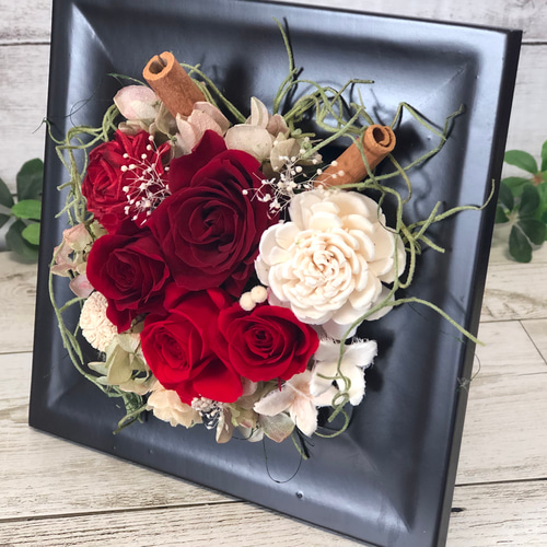 プリザーブドフラワー 「クリアケース入り」 送料込み ブラウン