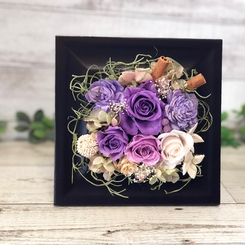 プリザーブドフラワー 「クリアケース入り」 送料込み ブラウン