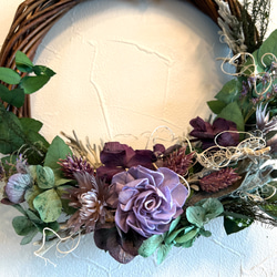 preserved flower green wreathe プリザーブドフラワーとドライフラワーのリース 3枚目の画像