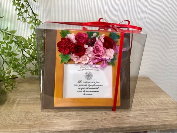 フォトフレーム　preserved flower red rose photo frame （受注製作） 5枚目の画像