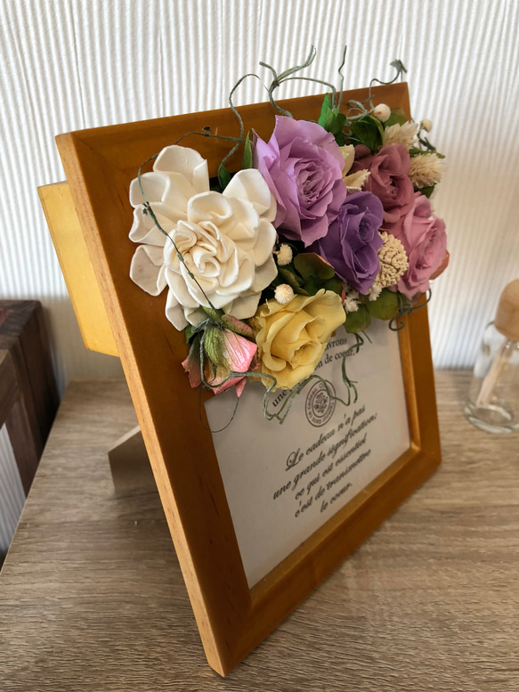 preserved flower photo frame  purple  受注製作 写真立て フォトフレーム 3枚目の画像