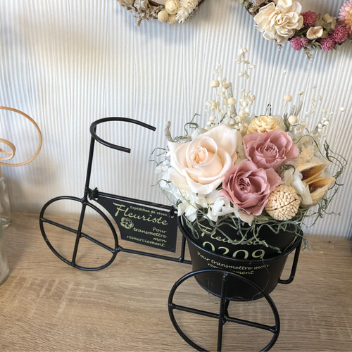 フラワーアレンジ・インテリア ブリキ 自転車 プリザーブドフラワーアレンジメント アンティーク