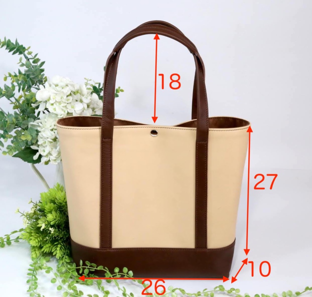 牛革★柔らかい革を組み合わせたトート★焦げ茶系1(9301)