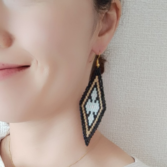 ♡ネイティブ♡オルテガ♡柄 ビーズピアス♡ ピアス（フック・チェーン 