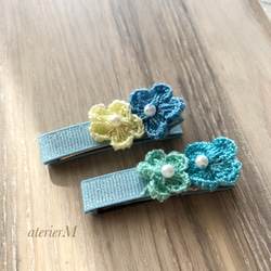 ２個セット♡秋冬のおしゃれにお花ニットのヘアクリップ（滑り止めつき） 3枚目の画像