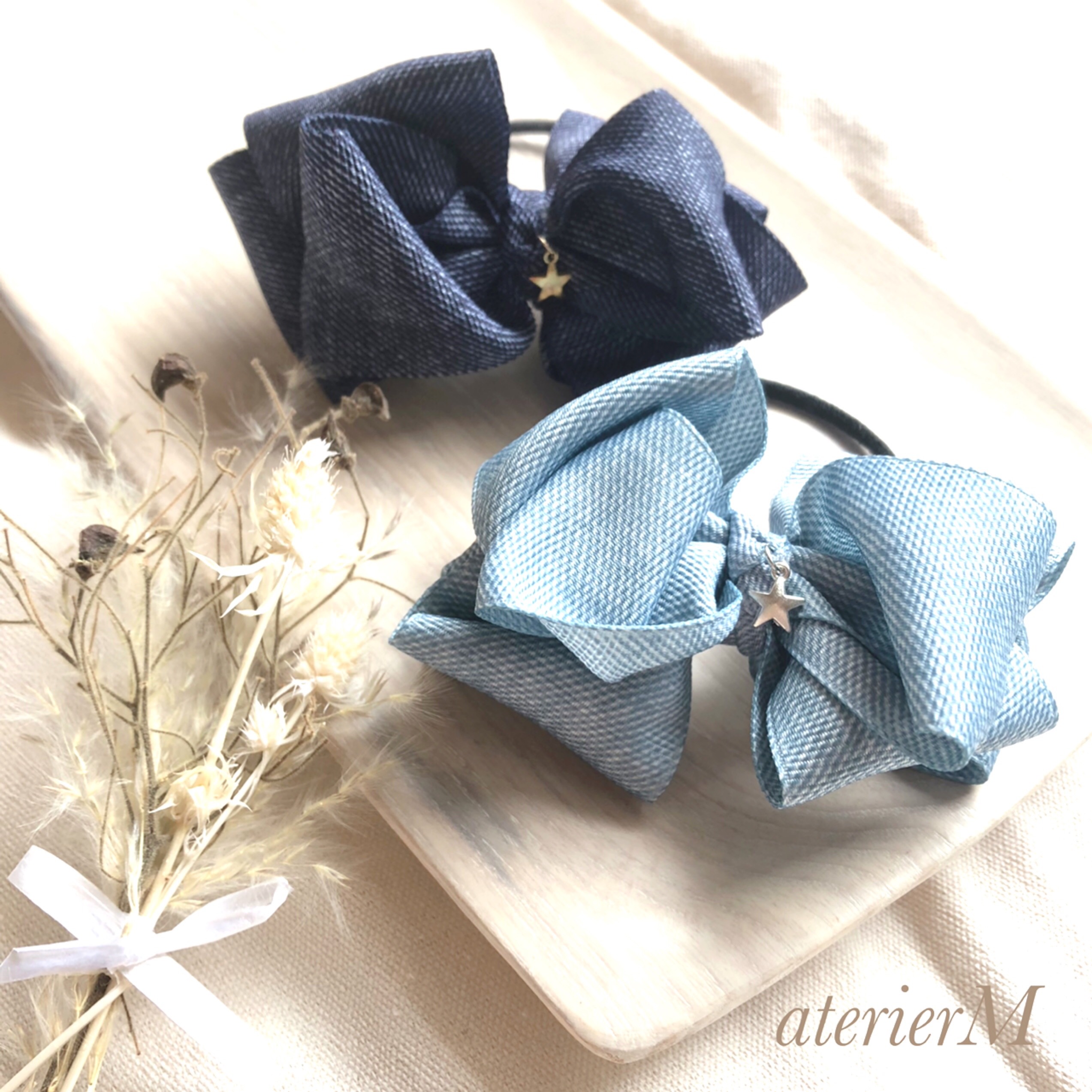 ヘアゴム キッズゴム ハンドメイド キッズリボン レトロリボン1