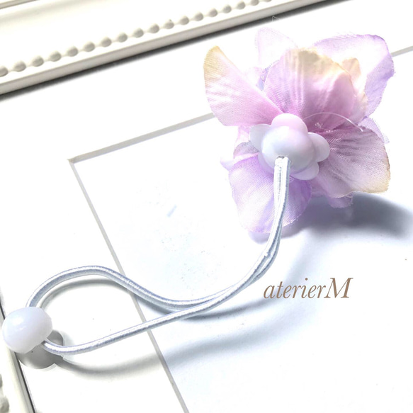 夏のオシャレや浴衣にも♡ ニュアンスカラーがいい！紫陽花のヘアゴム 4枚目の画像