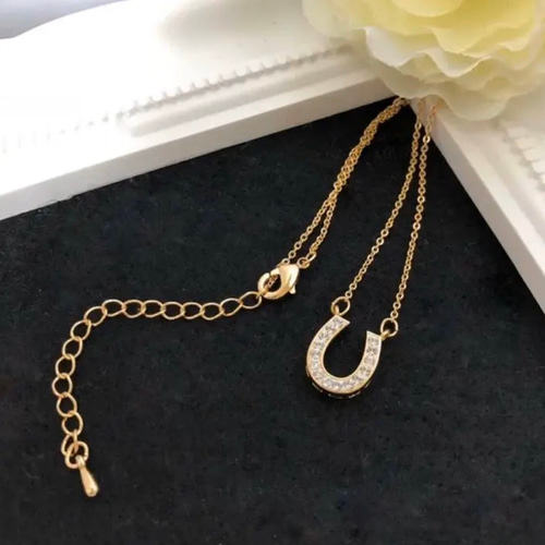 Swarovski ホースシュー ネックレス　ゴールド 美品✨スワロフスキー 2連 馬蹄 ホースシュー クリスタル