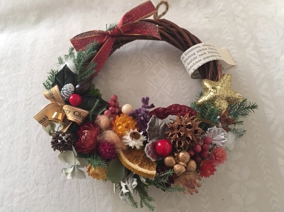 リース　クリスマス　クリスマスリース　ドライフラワー　しめ縄　クリスマスツリー 秋冬〉ドライフラワーリース / ドライになるリース 開店祝い 店舗装飾