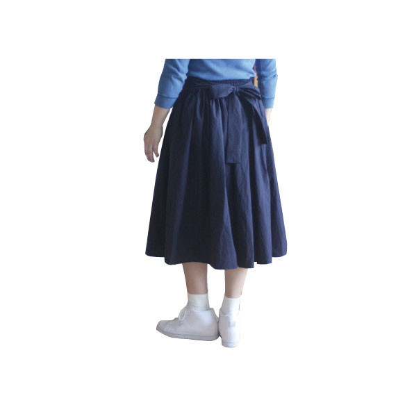 たっぷりギャザーのミモレスカート☆リボン付き☆送料無料☆身長150ｃｍ☆コットン 6,853円