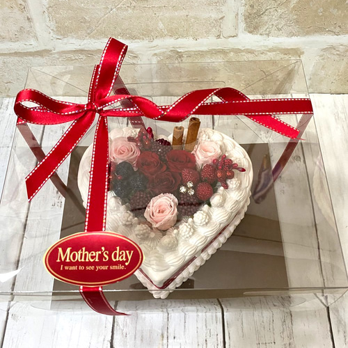 送料無料】ハートのフラワーケーキ♡ プリザーブドフラワー1個 5300円