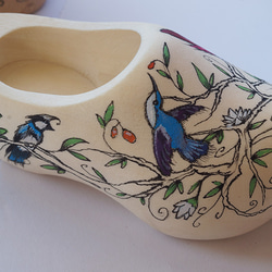オランダ靴　オリジナルペイント　”花の世界の鳥” 3枚目の画像
