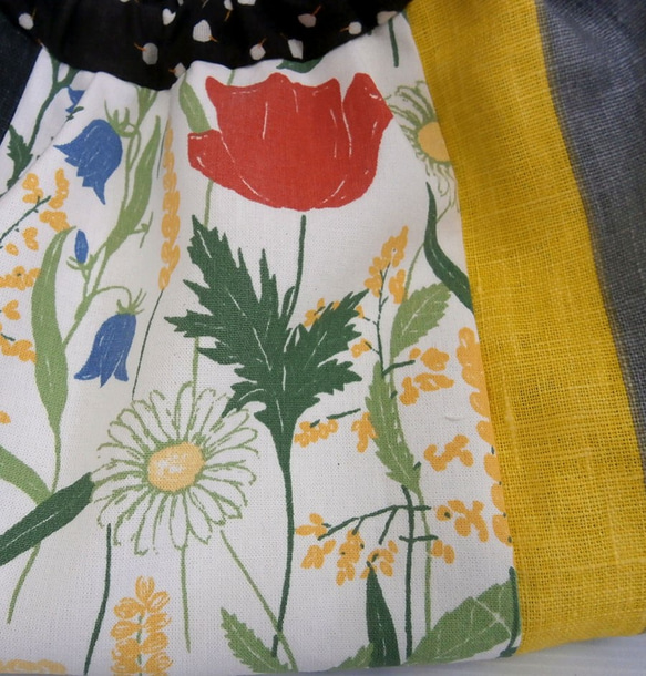 竹持ち手バッグ、黄色野の花 2枚目の画像