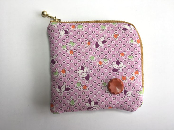 【免費送貨】方袋硬幣盒粉紅色和葉子 第1張的照片